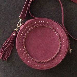 Maroon moda luxe round cross body bag